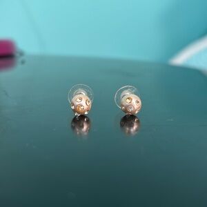 Pearl post earrings with crystal like stone accents